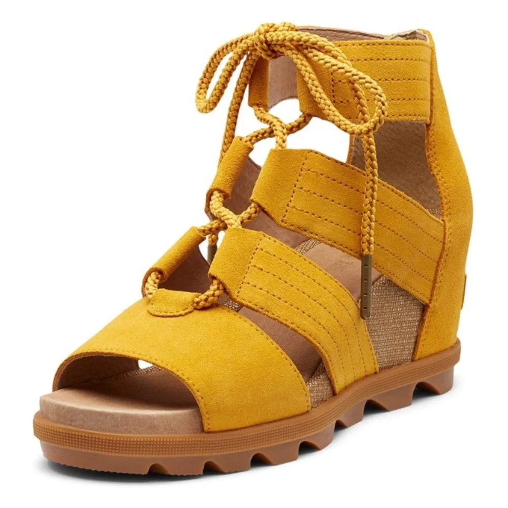 Sorel Joanie II Lace - Golden Yellow Wedge Size 9 - Picture 1 of 15